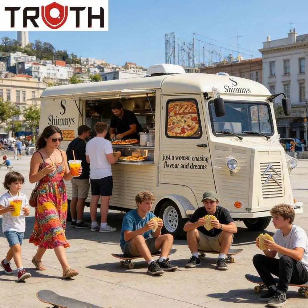 Elektrische pizza-fastfoodtruck, volledig uitgerust