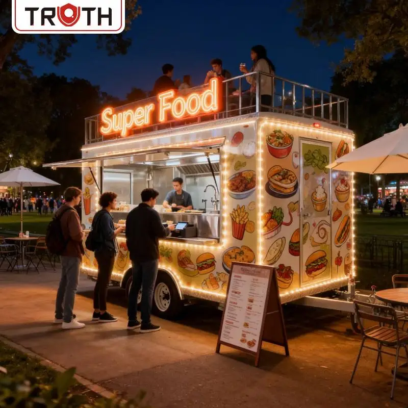Hotdog-fastfoodtruck met volledige keuken
